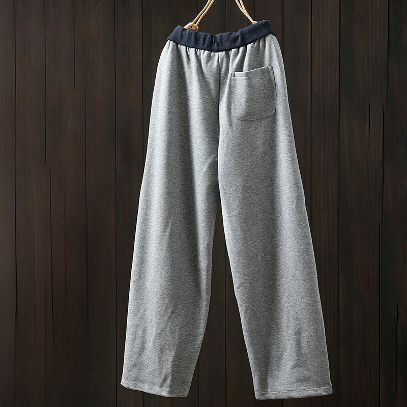 Pantalones de algodón para mujer con bolsillos y bloques de color liso de Buddha Stones Fall - image 3