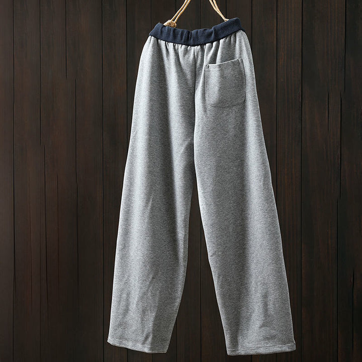 Pantalones de algodón para mujer con bolsillos y bloques de color liso de Buddha Stones Fall - image 3