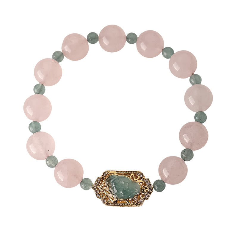 Pulsera de jade y cuarzo rosa con Buddha Stones para la bondad y el cuidado - image 4