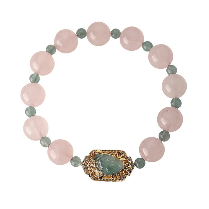 Pulsera de jade y cuarzo rosa con Buddha Stones para la bondad y el cuidado - image 4