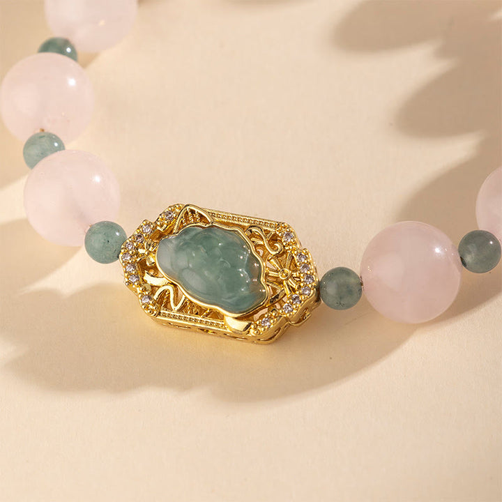 Pulsera de jade y cuarzo rosa con Buddha Stones para la bondad y el cuidado - image 3