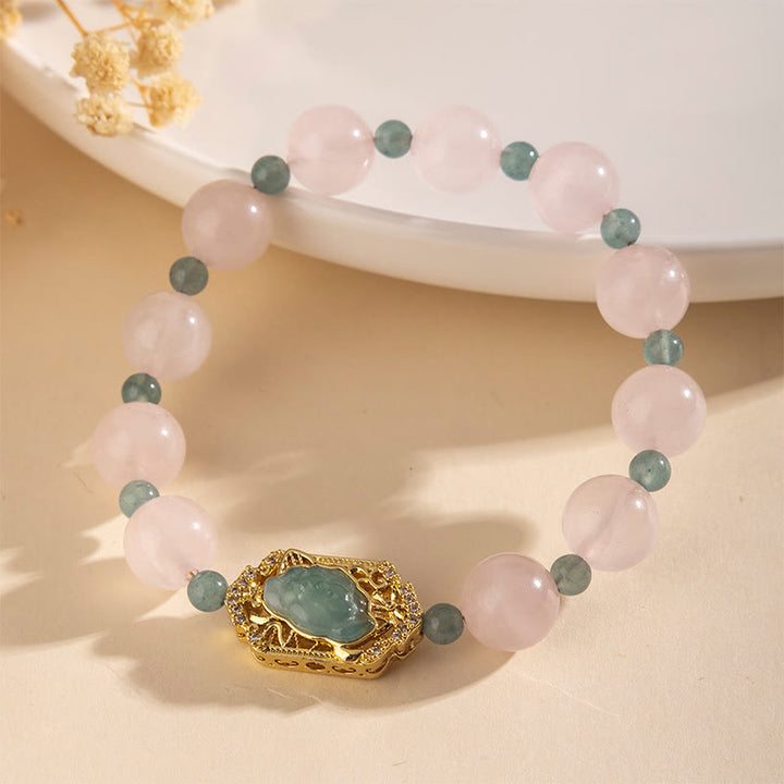 Pulsera de jade y cuarzo rosa con Buddha Stones para la bondad y el cuidado - image 2