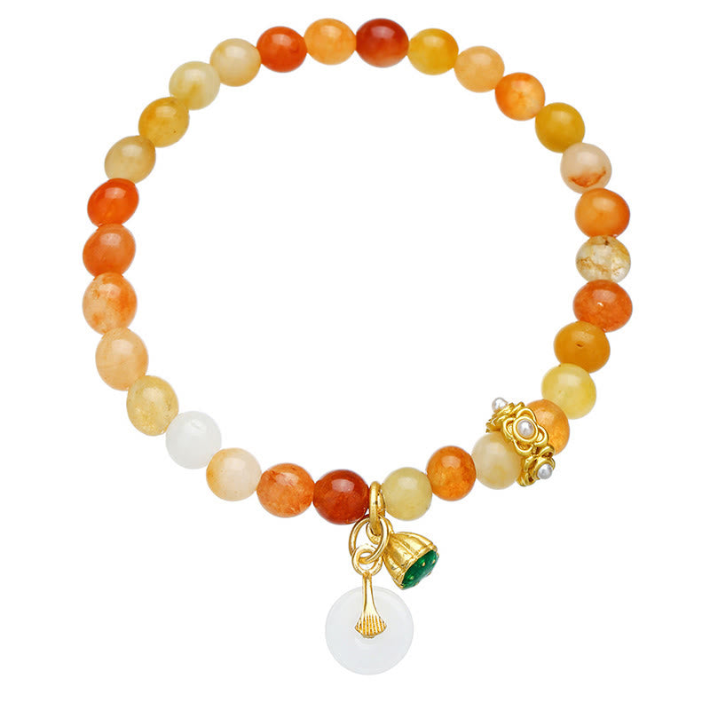 Pulsera de jade y seda dorada con hebilla de paz y Buddha Stones para alejar los malos espíritus - image 3