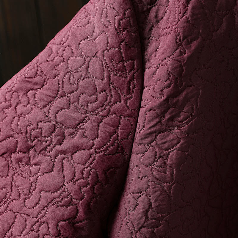 Chaqueta de mujer de algodón jacquard de manga larga y largo medio con botones y estampado de Buddha Stones, con bolsillos. - image 4