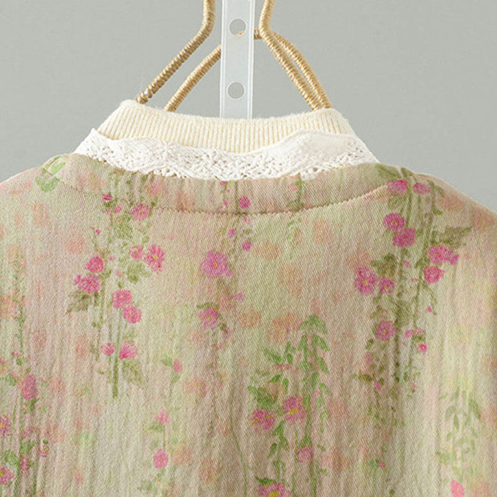 Chaqueta térmica de manga larga para mujer, de algodón, con bolsillos, estampado de encaje y Buddha Stones. - image 5