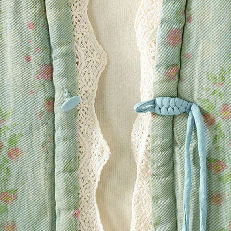 Chaqueta térmica de manga larga para mujer, de algodón, con bolsillos, estampado de encaje y Buddha Stones. - image 18