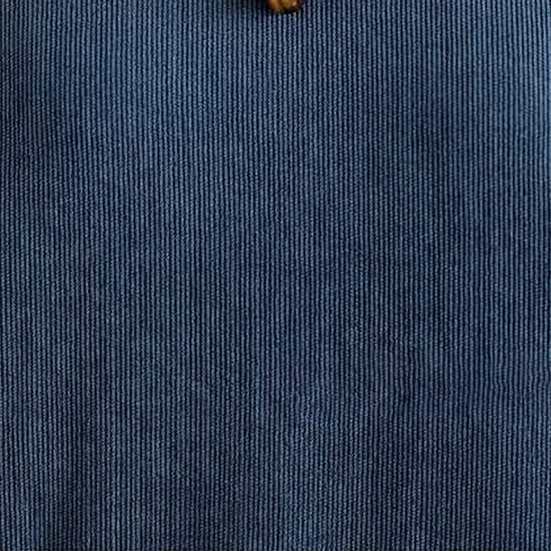 Vestido midi liso azul oscuro de pana con mangas largas y bolsillos, estampado de Buddha Stones. - image 9