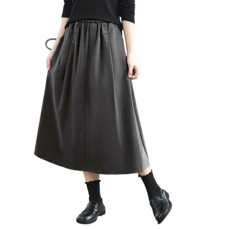 Falda de algodón de color liso para mujer, talla 7-8, con cintura elástica y bolsillos, de Buddha Stones. - image 18