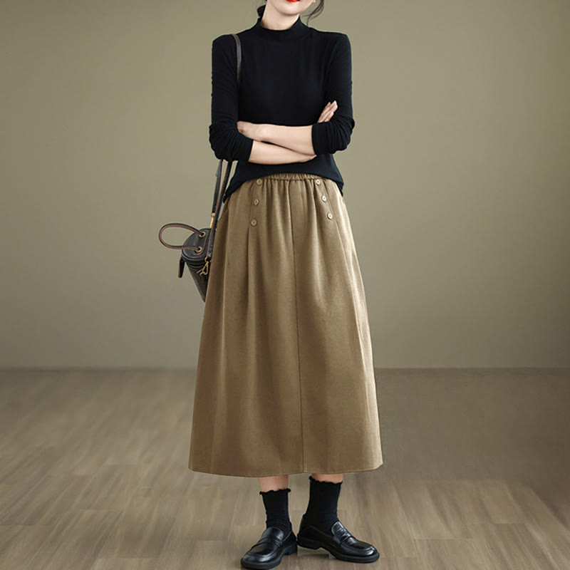Falda de algodón de color liso para mujer, talla 7-8, con cintura elástica y bolsillos, de Buddha Stones. - image 11