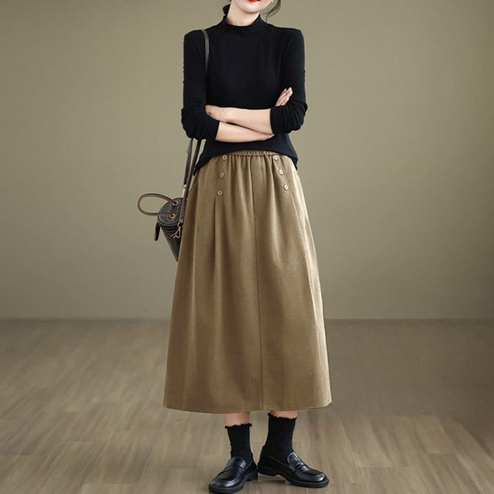 Falda de algodón de color liso para mujer, talla 7-8, con cintura elástica y bolsillos, de Buddha Stones. - image 11