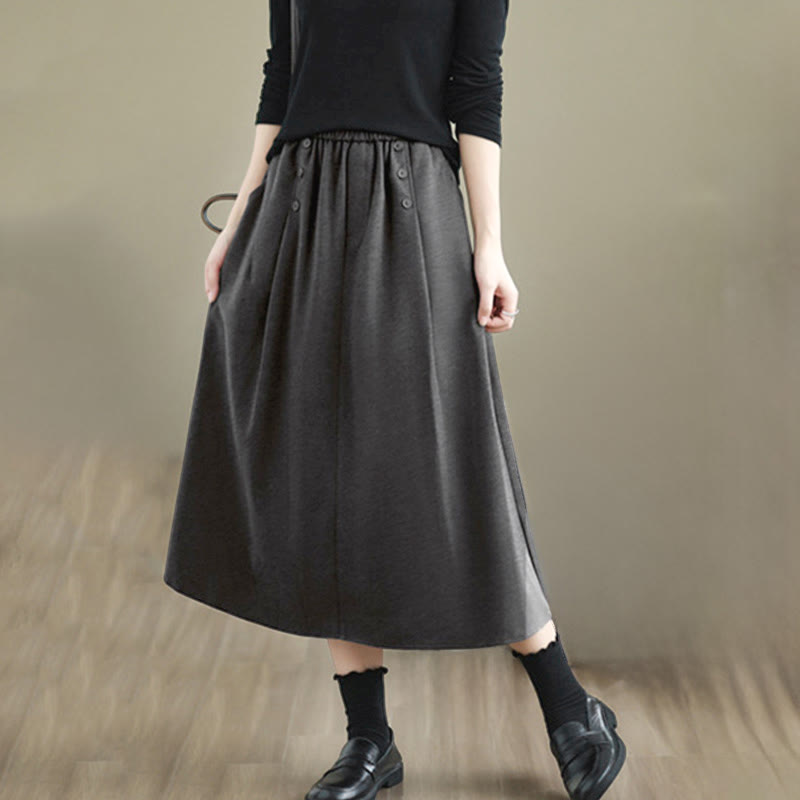 Falda de algodón de color liso para mujer, talla 7-8, con cintura elástica y bolsillos, de Buddha Stones. - image 17