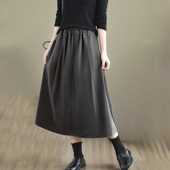 Falda de algodón de color liso para mujer, talla 7-8, con cintura elástica y bolsillos, de Buddha Stones. - image 17