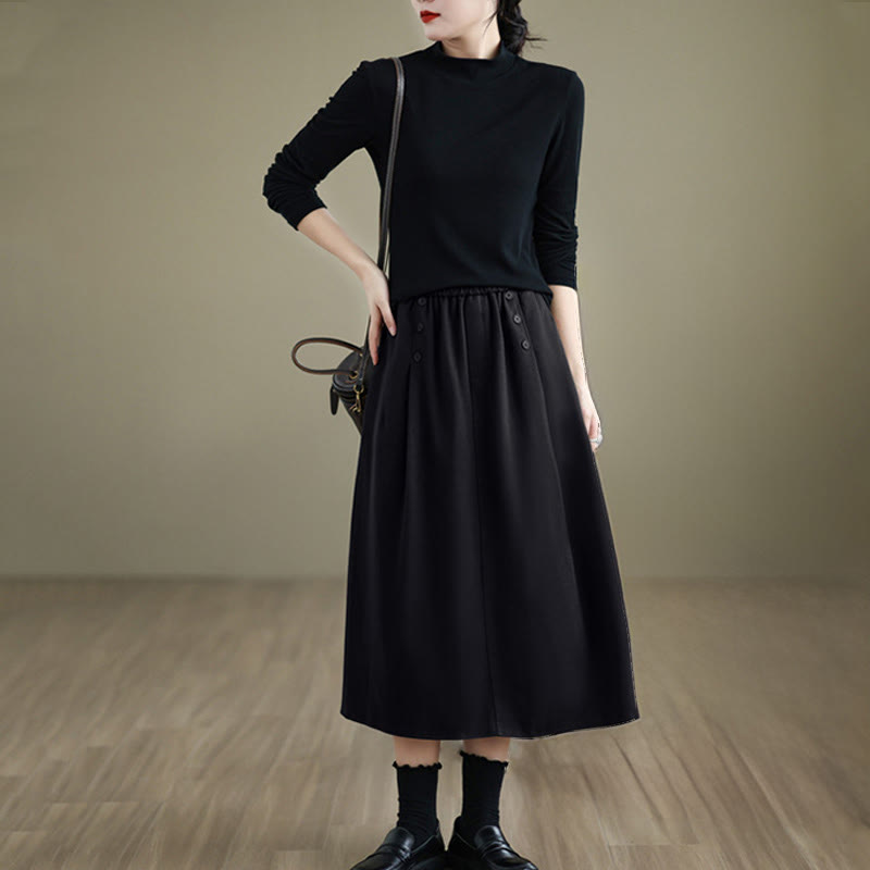 Falda de algodón de color liso para mujer, talla 7-8, con cintura elástica y bolsillos, de Buddha Stones. - image 14