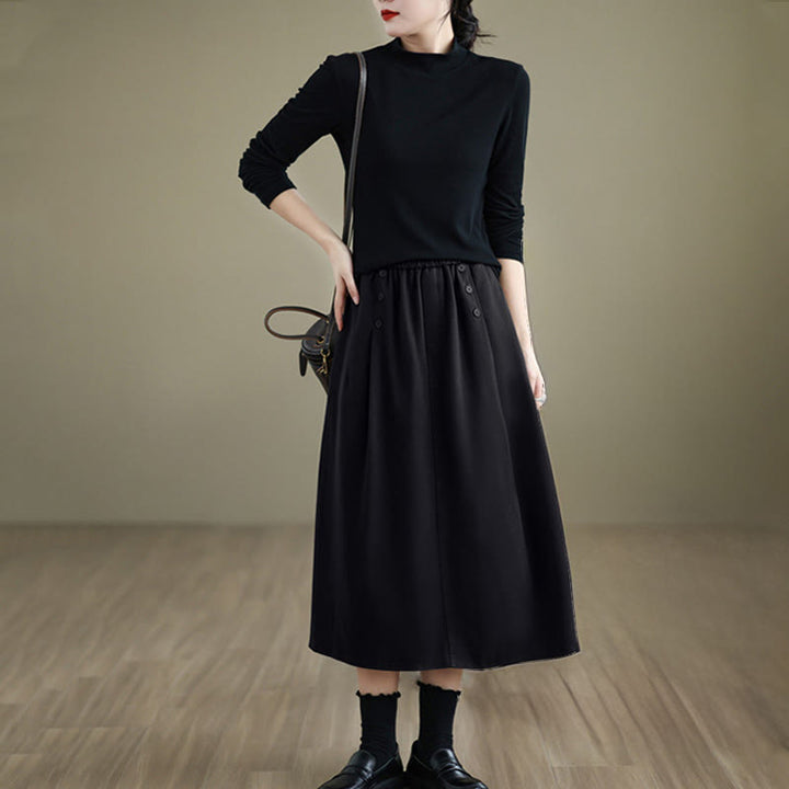 Falda de algodón de color liso para mujer, talla 7-8, con cintura elástica y bolsillos, de Buddha Stones. - image 14
