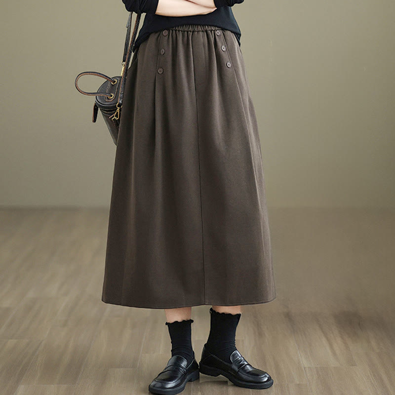 Falda de algodón de color liso para mujer, talla 7-8, con cintura elástica y bolsillos, de Buddha Stones. - image 2