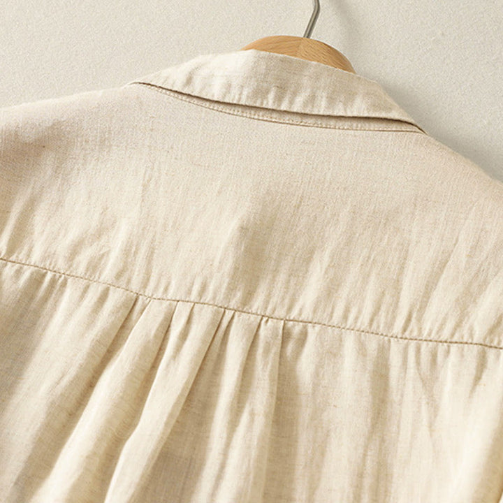 Camisa de manga larga con botones para mujer, con bordado de flores y Buddha Stones de primavera - image 4