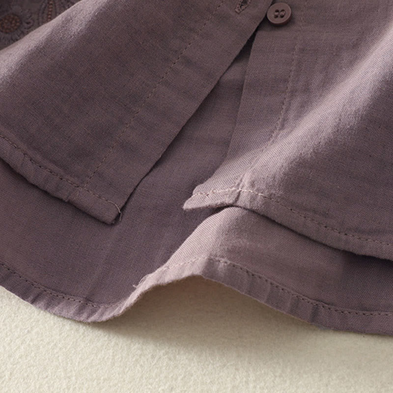 Camisa de manga larga con solapa para mujer, con bordado de Buddha Stones y estampado de flores y enredaderas. - image 21