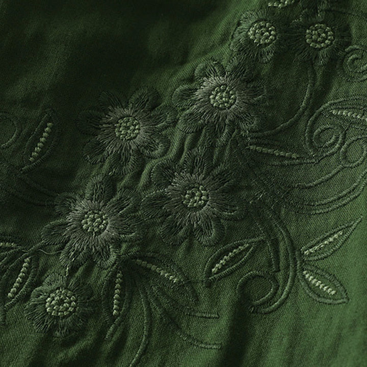 Camisa de manga larga con solapa para mujer con estampado de flores y Buddha Stones - image 3