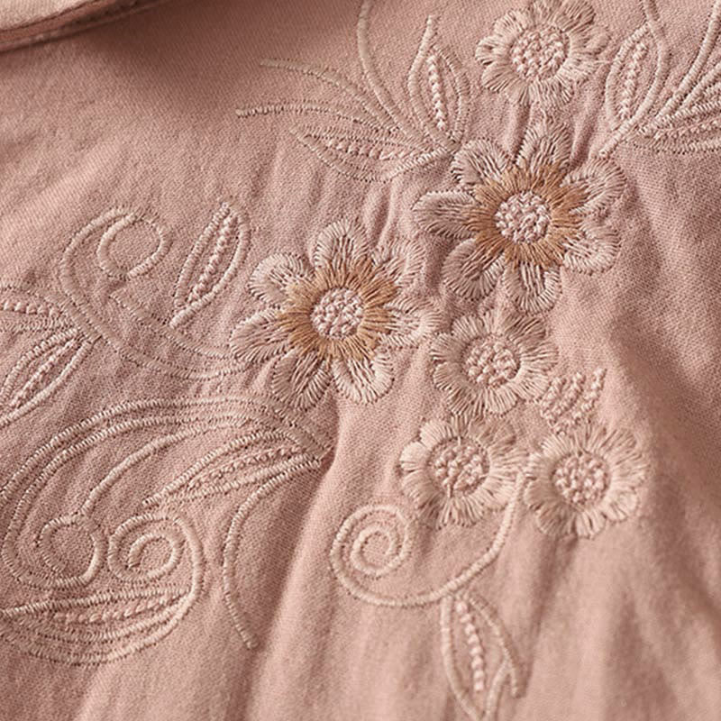Camisa de manga larga con solapa para mujer con estampado de flores y Buddha Stones - image 12
