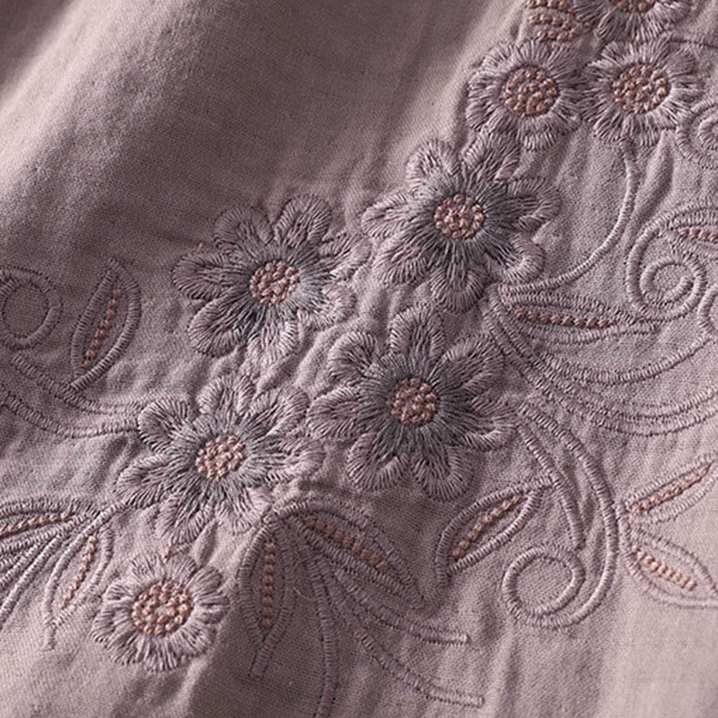 Camisa de manga larga con solapa para mujer, con bordado de Buddha Stones y estampado de flores y enredaderas. - image 19