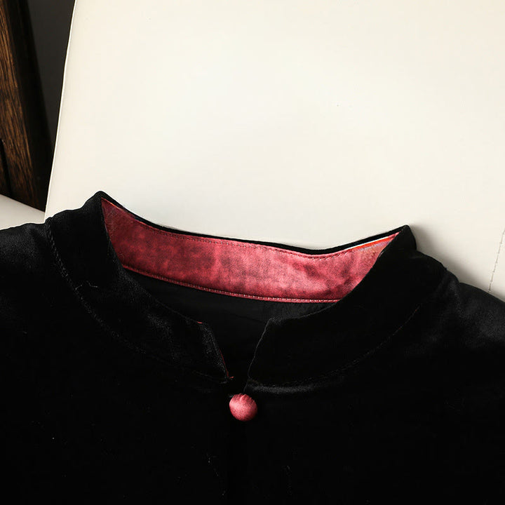 Chaqueta gruesa de manga larga para mujer con diseño de flores colgantes y Buddha Stones  - image 4