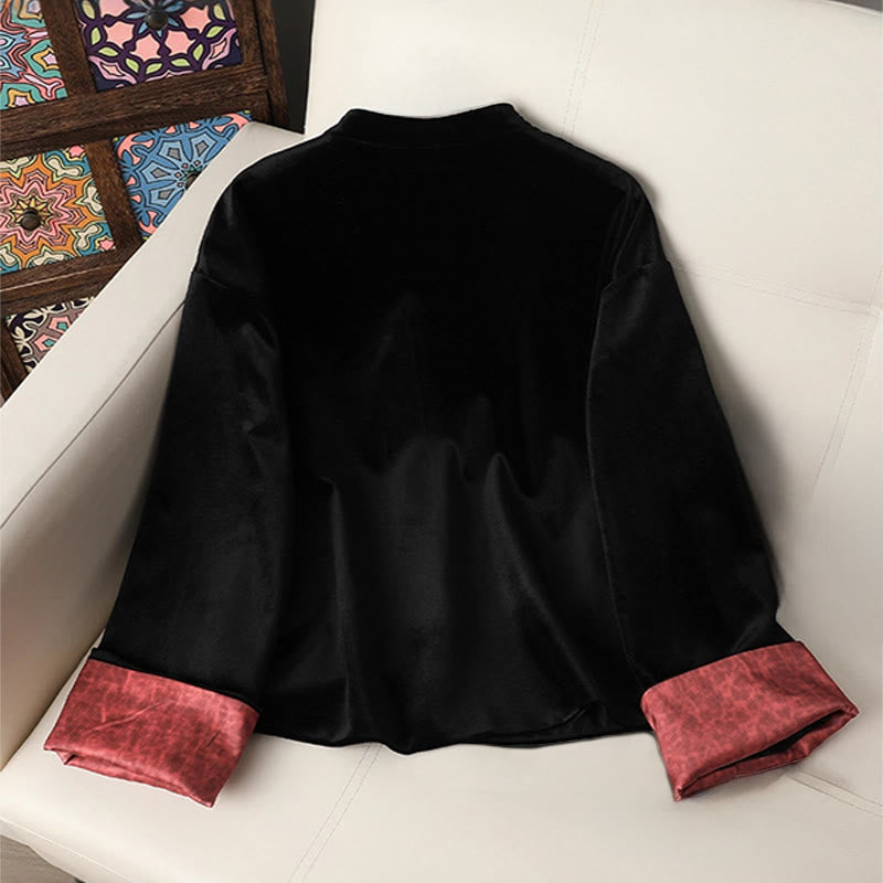 Chaqueta gruesa de manga larga para mujer con diseño de flores colgantes y Buddha Stones  - image 1