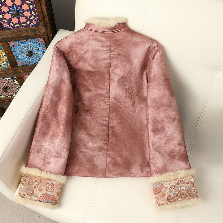 Chaqueta de manga larga y corte grueso para mujer con estampado tradicional chino de Buddha Stones.  - image 18