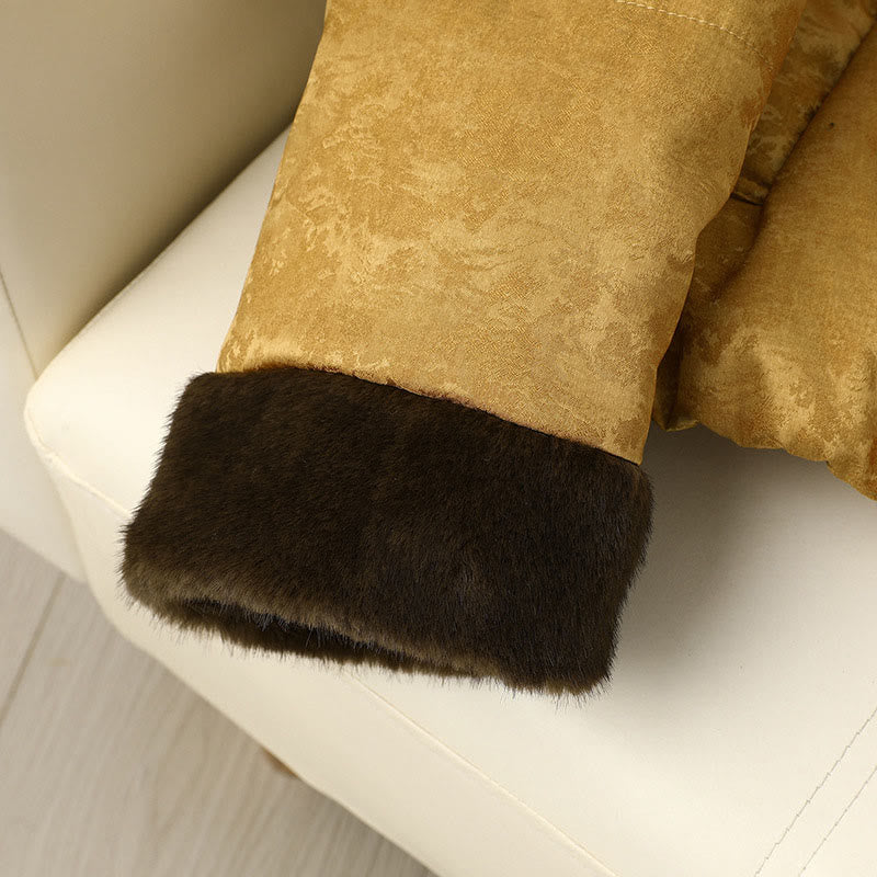 Chaqueta de manga larga gruesa para mujer con bolsillos, estampado jacquard oscuro, botones de rana y Buddha Stones. - image 5