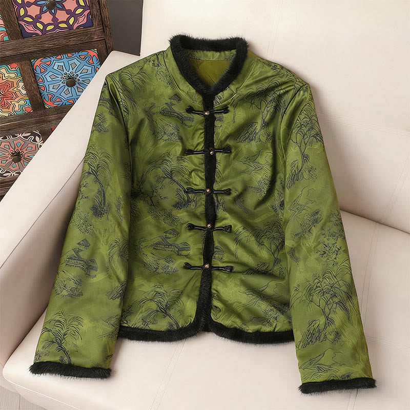 Chaqueta de manga larga y gruesa para mujer con estampado de flores, Buddha Stones.  - Verde oscuro - US12, UK/AU16, EU44 (4XL) - image 11