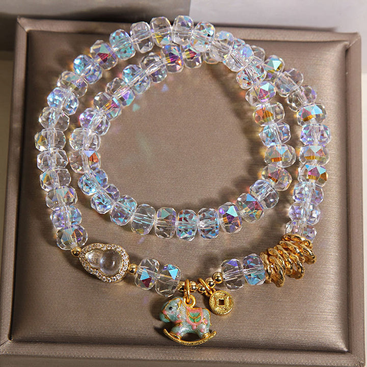 Pulsera de doble vuelta con Buddha Stones, símbolo del zodiaco chino del año del caballo, cristal, cobre y moneda. - image 12