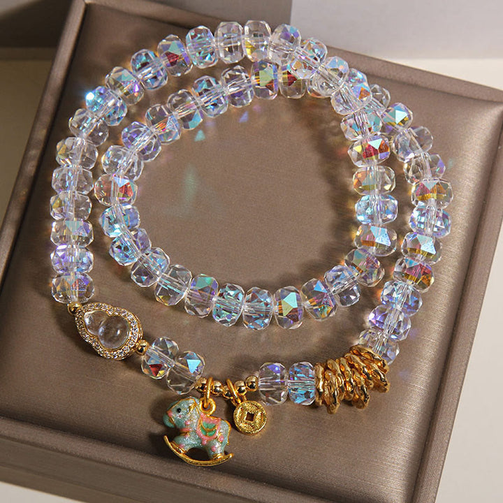 Pulsera de doble vuelta con Buddha Stones, símbolo del zodiaco chino del año del caballo, cristal, cobre y moneda. - image 13