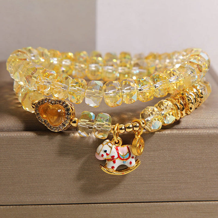 Pulsera de doble vuelta con Buddha Stones, símbolo del zodiaco chino del año del caballo, cristal, cobre y moneda. - image 7