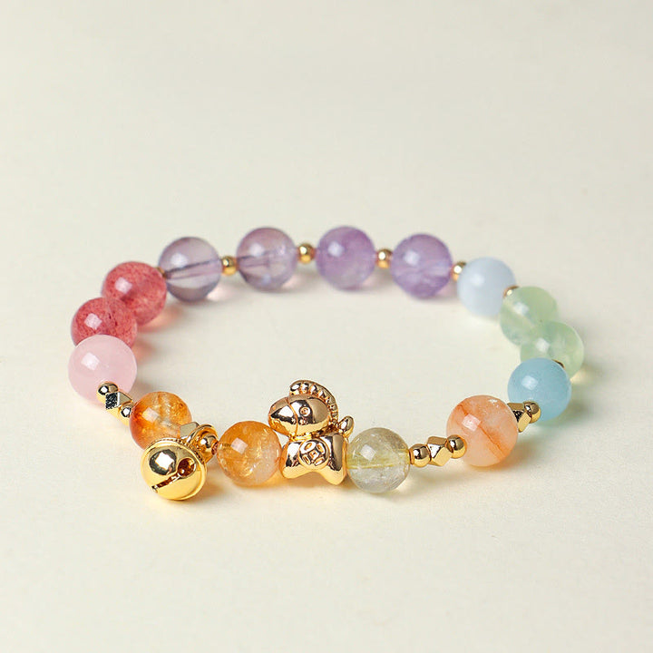 Pulsera protectora con Buddha Stones del Año del Caballo: citrino, amatista y varios cristales. - Cristal (circunferencia de la muñeca: 14-15 cm) - image 0