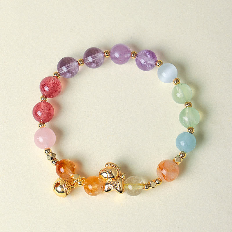 Pulsera protectora con Buddha Stones del Año del Caballo: citrino, amatista y varios cristales. - image 1