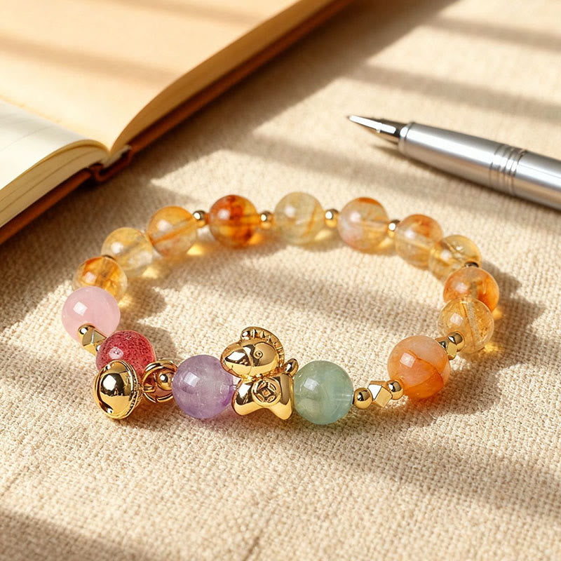 Pulsera protectora con Buddha Stones del Año del Caballo: citrino, amatista y varios cristales. - image 7