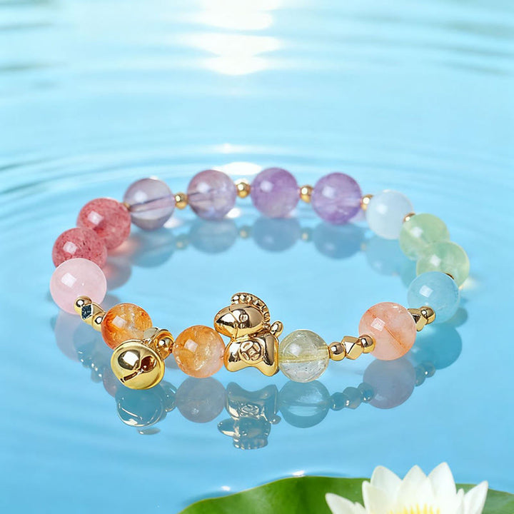 Pulsera protectora con Buddha Stones del Año del Caballo: citrino, amatista y varios cristales. - image 4