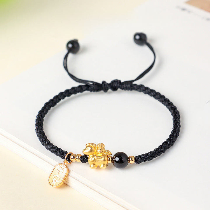 Pulsera de plata de ley 999 con Buddha Stones, Año del Caballo, símbolo de paz, prosperidad y éxito. - Negro (circunferencia de la muñeca: 14-18 cm) - image 7