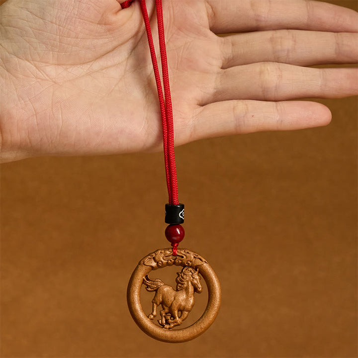 Collar con Buddha Stones y madera de melocotón del zodiaco chino del año del caballo para alejar los malos espíritus. - image 11