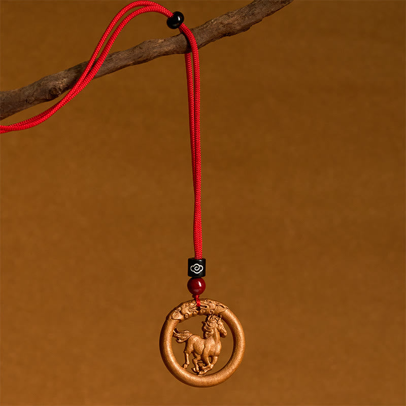 Collar con Buddha Stones y madera de melocotón del zodiaco chino del año del caballo para alejar los malos espíritus. - image 12