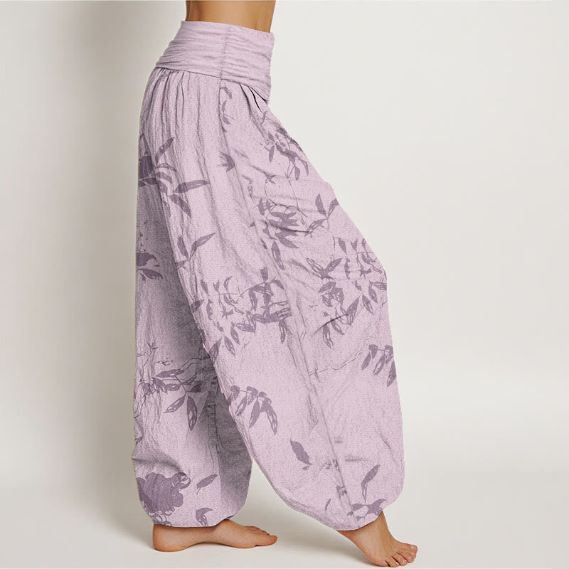 Pantalones bombachos de cintura elástica para mujer con estampado de ramas y piedras de Buddha Stones, de algodón. - image 9