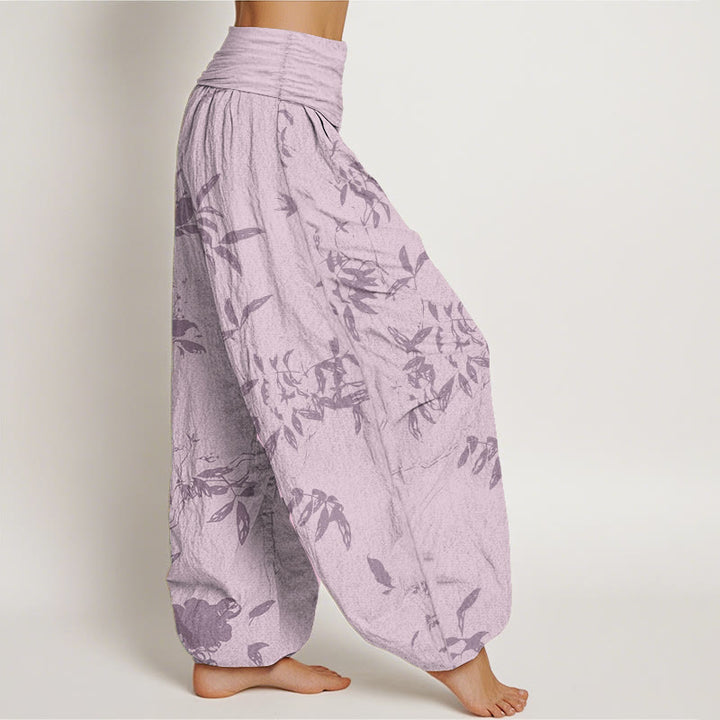 Pantalones bombachos de cintura elástica para mujer con estampado de ramas y piedras de Buddha Stones, de algodón. - image 9
