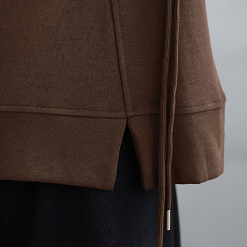 Sudadera de manga larga para mujer, cuello redondo, diseño liso con botones de rana y Buddha Stones. - image 15