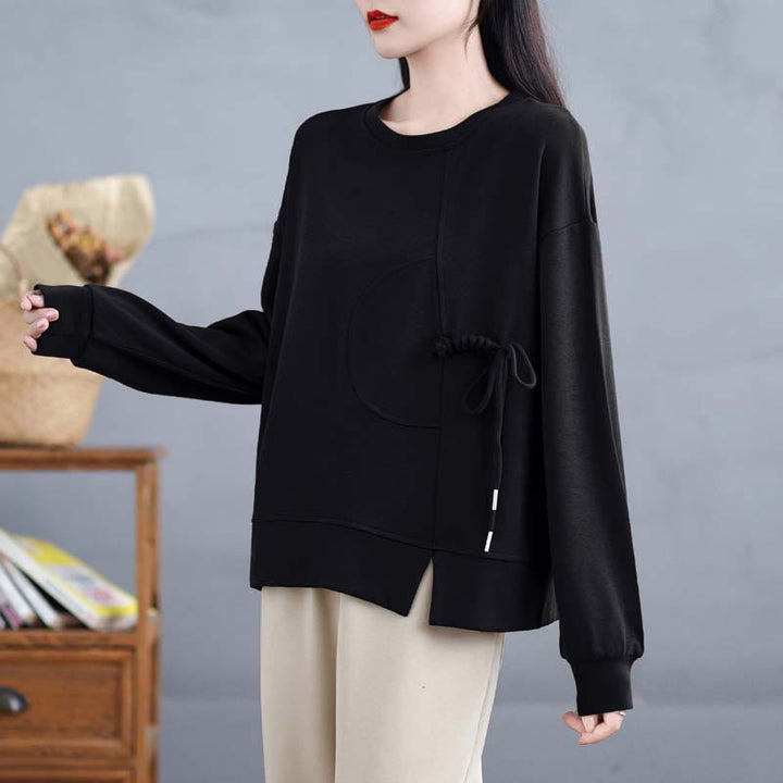 Sudadera de manga larga para mujer, cuello redondo, diseño liso con botones de rana y Buddha Stones. - image 17