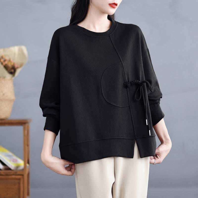 Sudadera de manga larga para mujer, cuello redondo, diseño liso con botones de rana y Buddha Stones. - image 18