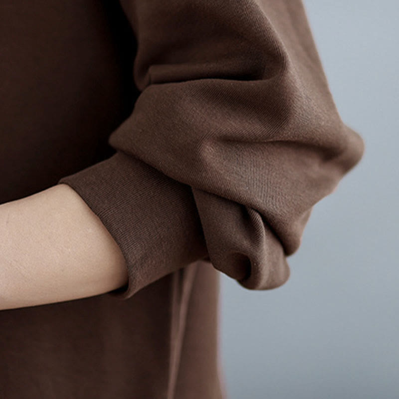 Sudadera de algodón para mujer con diseño asimétrico de color sólido y cuello redondo con estampado de Buddha Stones. - image 11