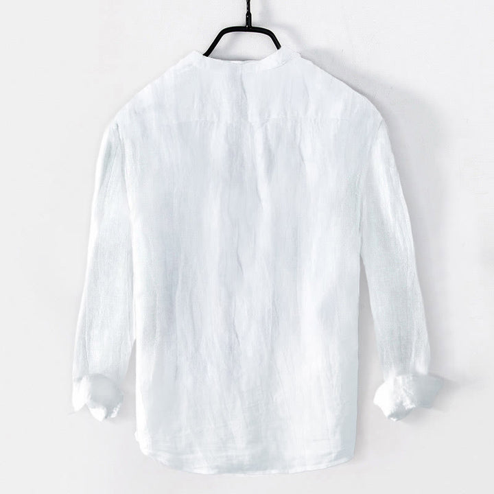 Camisa de manga larga para hombre, de algodón y lino, con botones a la mitad, estampado de nubes y fénix brillantes con Buddha Stones. - image 7