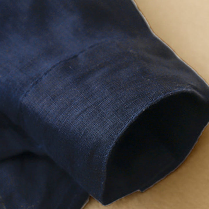 Camisa de manga larga de algodón para mujer, color liso, cuello redondo y botones, con estampado de Buddha Stones. - image 3