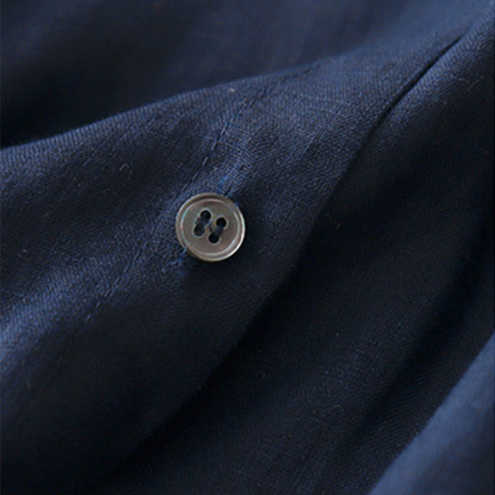 Camisa de manga larga para mujer con cuello redondo y botones, diseño de Buddha Stones, color liso. - image 2