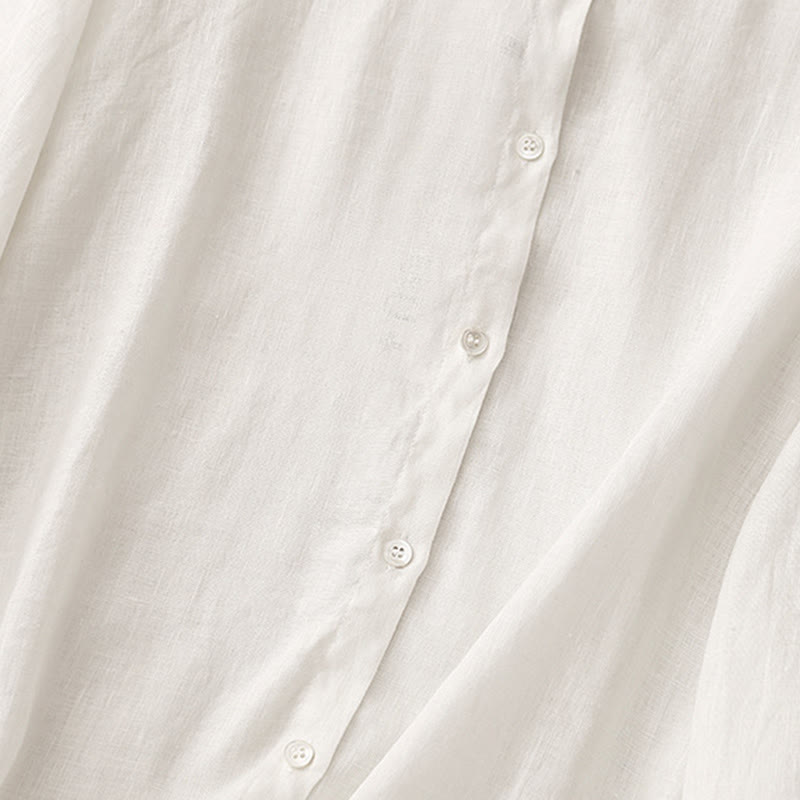 Camisa de manga larga para mujer con cuello redondo y botones, diseño de Buddha Stones, color liso. - image 11