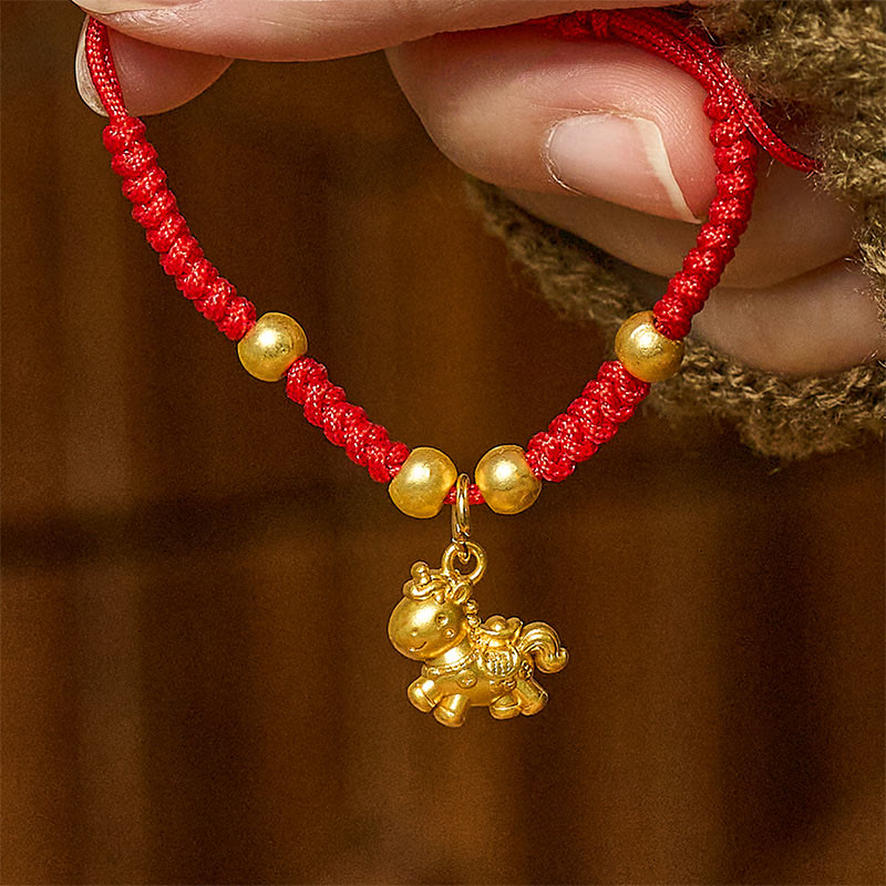 Pulsera trenzada de cobre con hilo rojo y Buddha Stones del Año Dorado del Caballo - Caballo (Circunferencia de la muñeca: 10-18 cm) - image 5